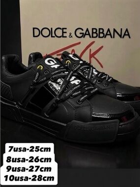 Dolce & Gabbana Black Logo Panel Low-Top Sneakers